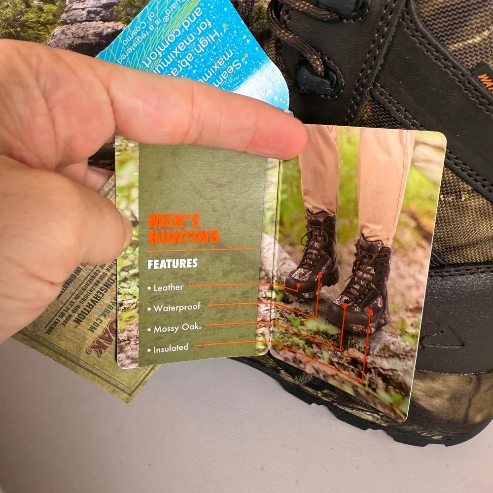 NEW Ozark Trail Mossy Oak Hunting Boots Size 10 Camo Waterproof Insulated 8 Inch